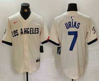 Mens Los Angeles Dodgers #7 Julio Urias Cream 2024 City Connect Limited Stitched Jersey